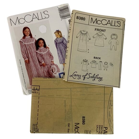 McCalls 8380 Pattern Lanz of Salzburg Girls Sleepwear Doll Clothes Sizes 6-7 - Picture 3 of 3